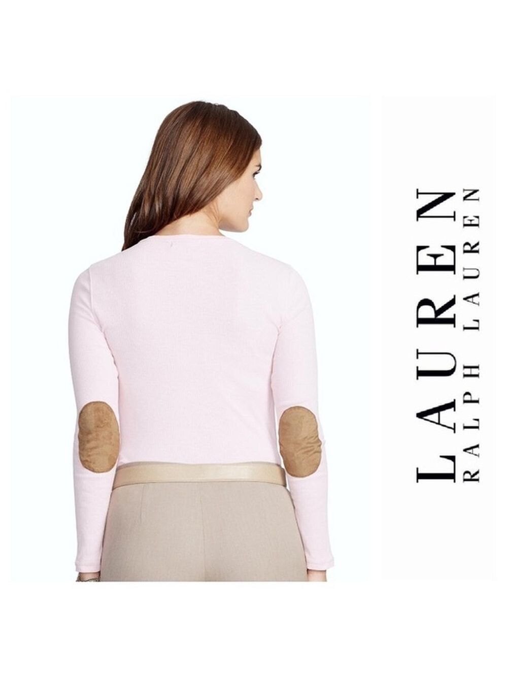 Light Pink Ralph Lauren Top, Elbow Patch Details